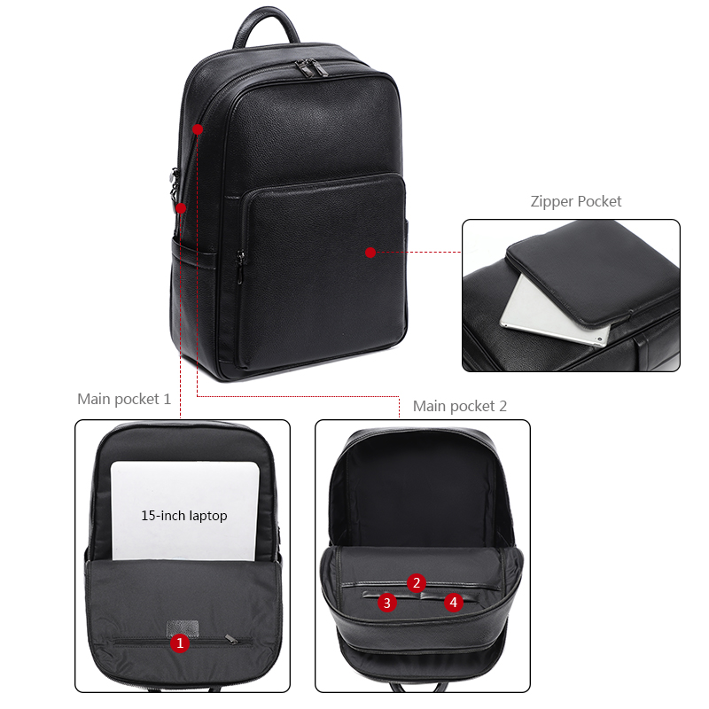 100% vaca couro genuíno dos ho - Streetwear Brand Backpack avaliação e preço