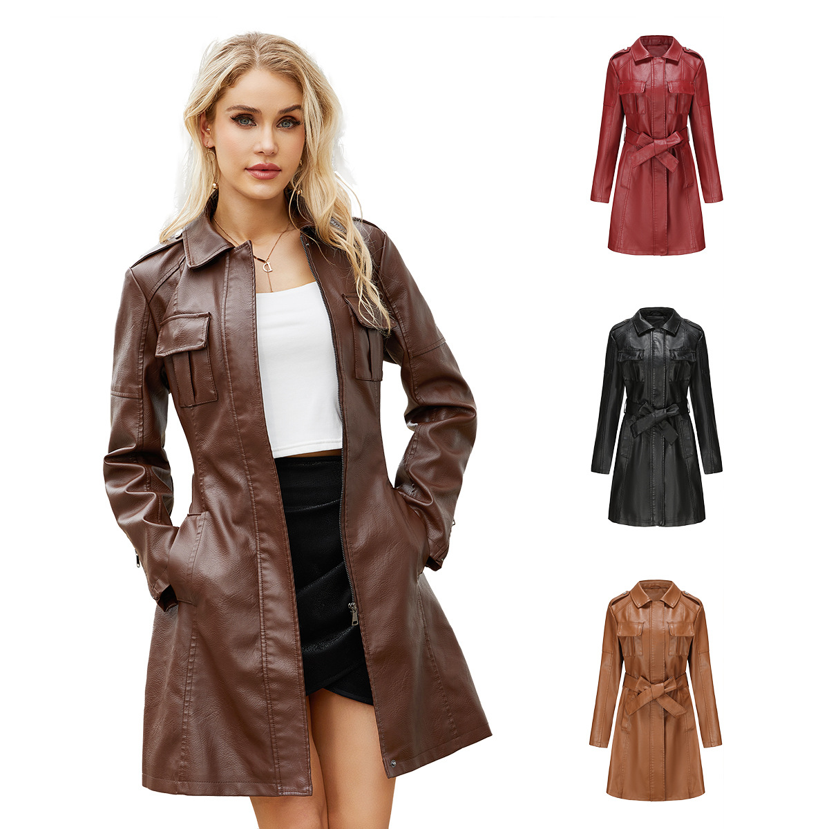Casaco Feminino Longo de Couro - Streetwear Brand Belts avaliação e preço